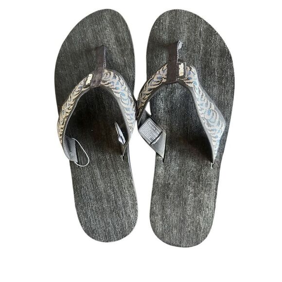 Teva NEW Men’s Mush Black Gray Blue Flip Flops Size 14 - Picture 1 of 10